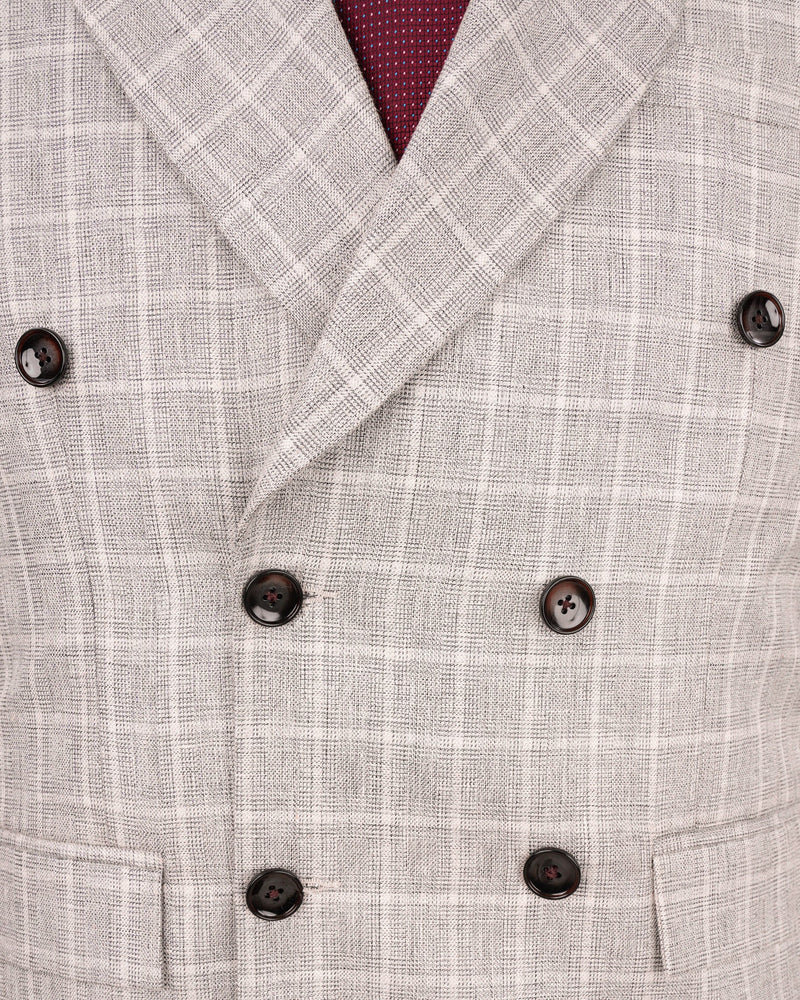 Timberwolf light Brown Plaid Double Breasted Blazer