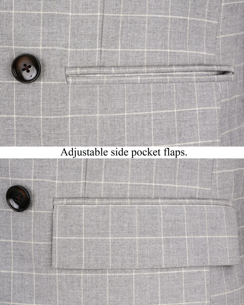 Hurricane Gray Windowpane Double Breasted Blazer