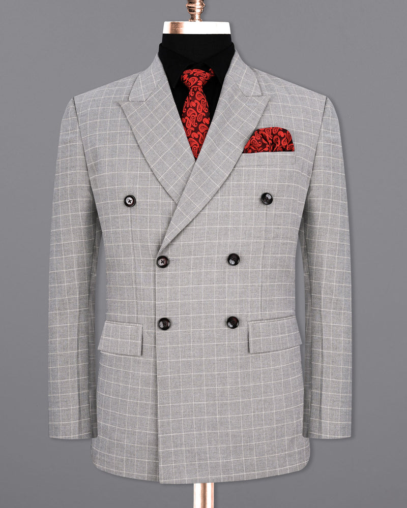 Hurricane Gray Windowpane Double Breasted Blazer