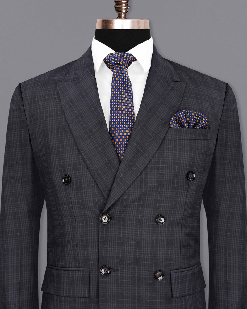 Rangoon Black Plaid Double Breasted Blazer