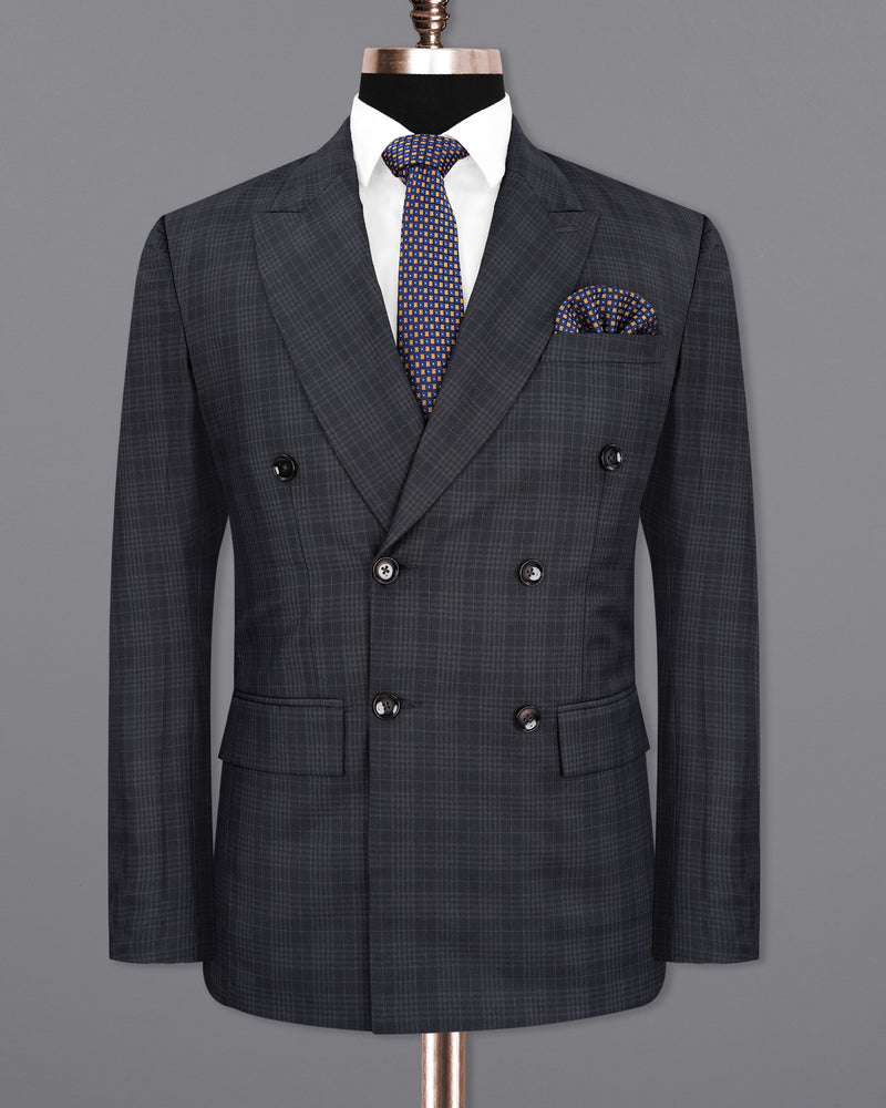 Rangoon Black Plaid Double Breasted Blazer