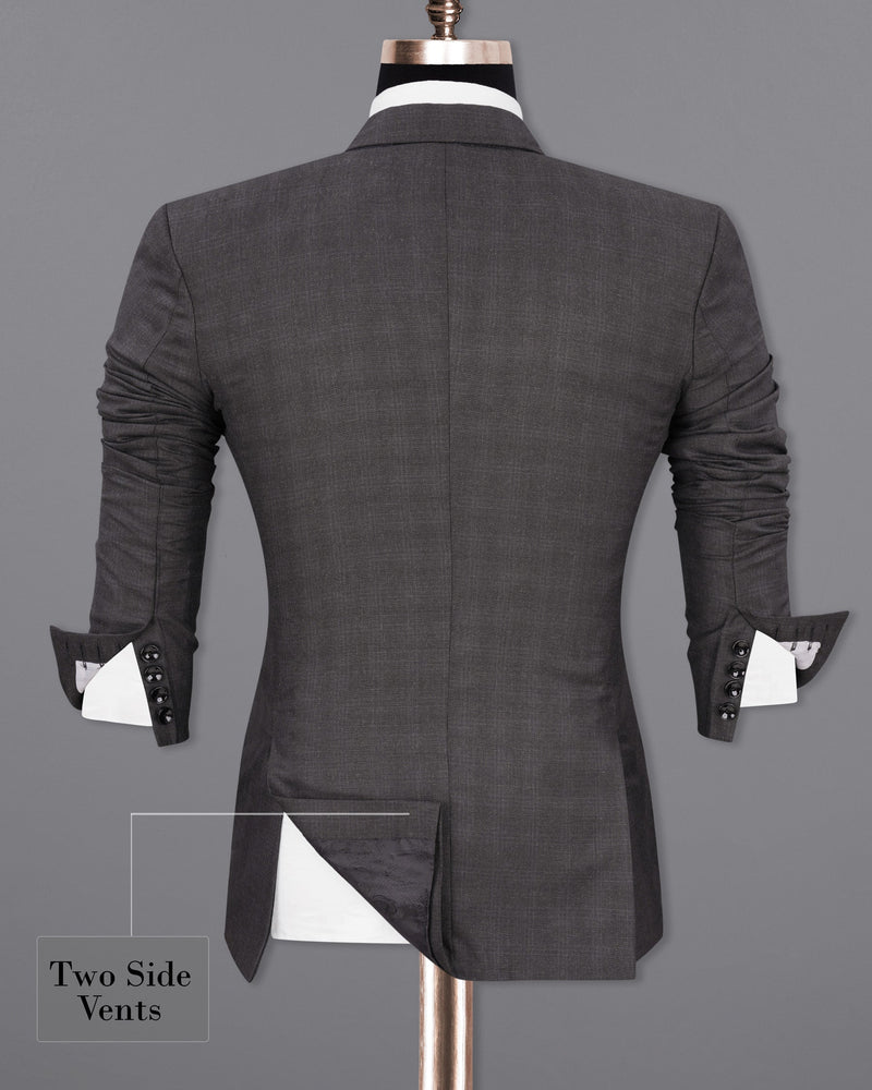 Iridium Gray Subtle Plaid Single Breasted Blazer