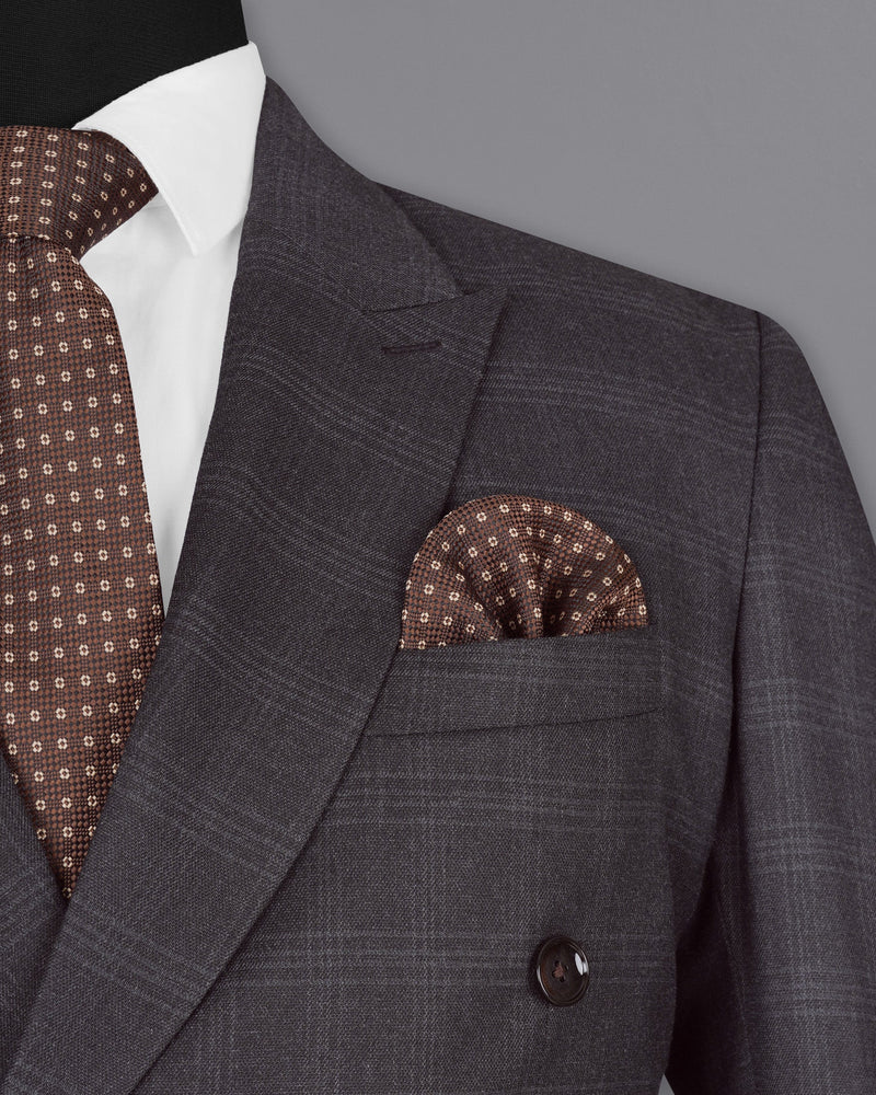 Tuatara Gray Subtle windowpanew Double Breasted Blazer