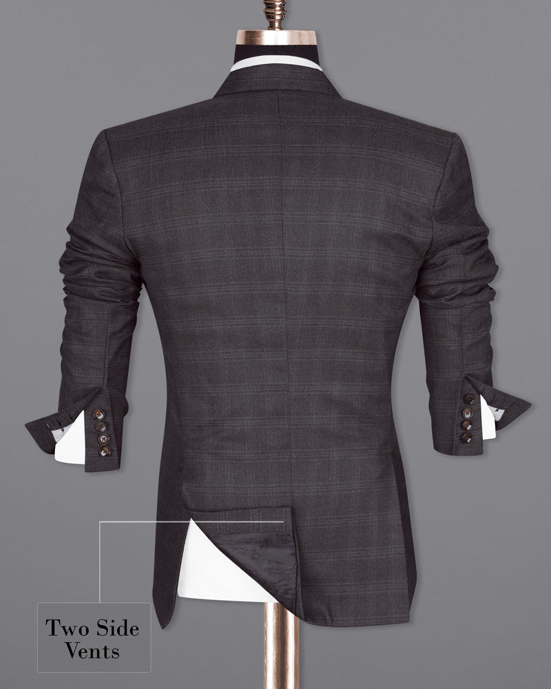 Tuatara Gray Subtle windowpanew Double Breasted Blazer