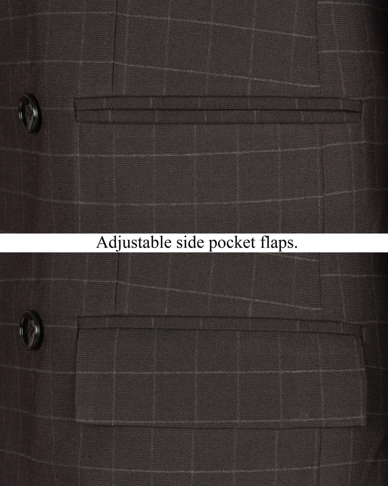 Thunder Brown windowpane Double Breasted Blazer