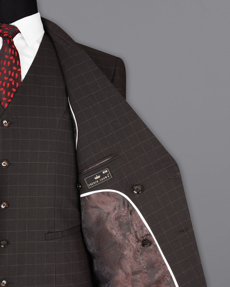 Thunder Brown windowpane Double Breasted Blazer