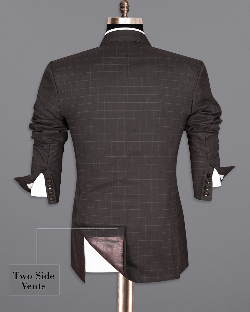 Thunder Brown windowpane Double Breasted Blazer