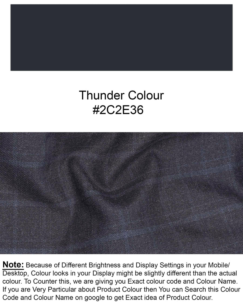 Thunder Gray Plaid Double-Breasted Blazer