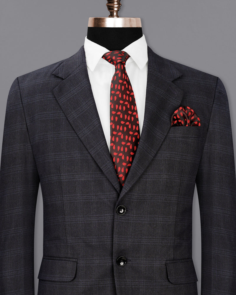 Mirage Gray windowpane Single Breasted Blazer