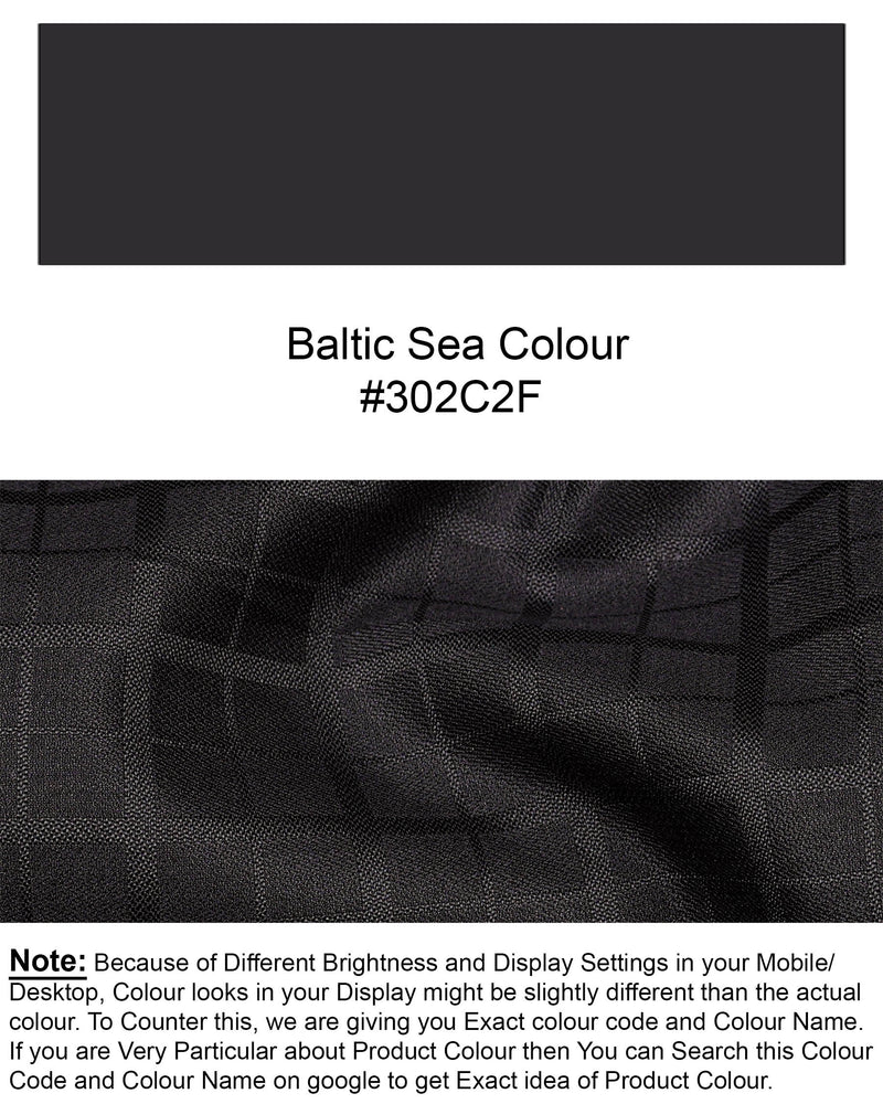 Baltic Sea Black Subtle Plaid Cross Buttoned Bandhgala Blazer