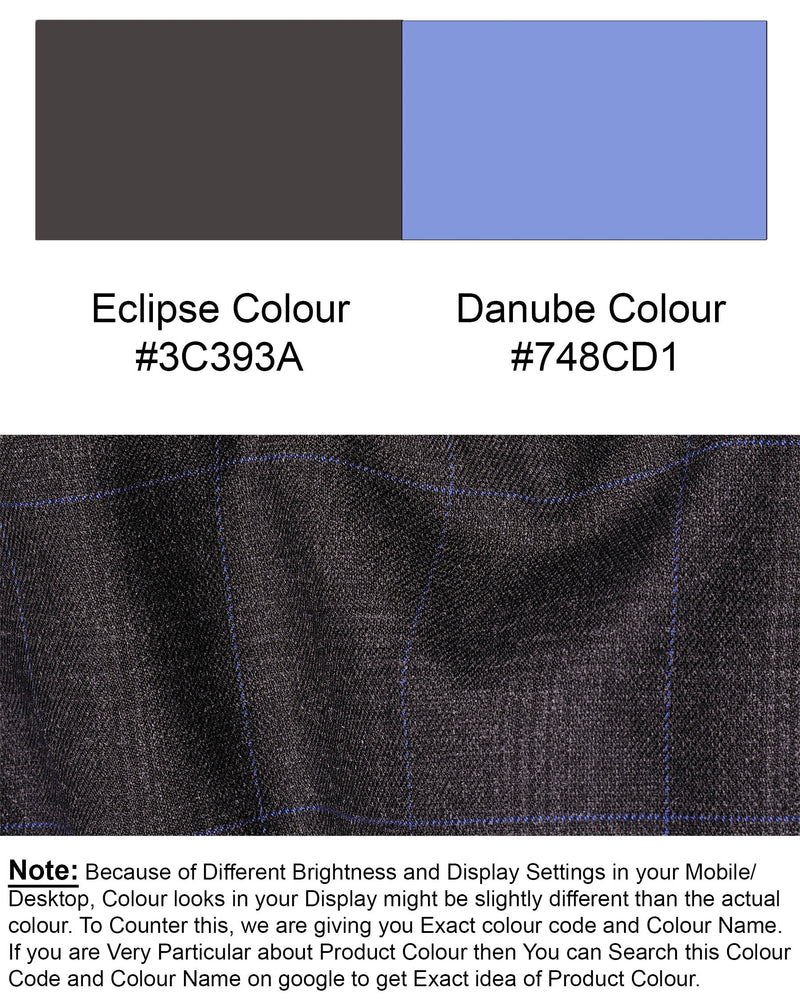 Eclipse Gray Windowpane Cross Buttoned Bandhgala Blazer