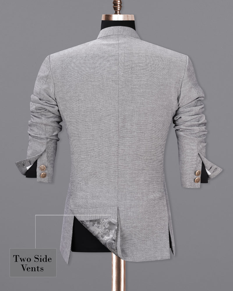 Star Dust Gray Cross Buttoned Bandhgala Premium Cotton Blazer