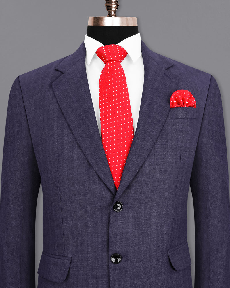 Martinique Navy Blue Subtle Checkered Single Breasted Blazer