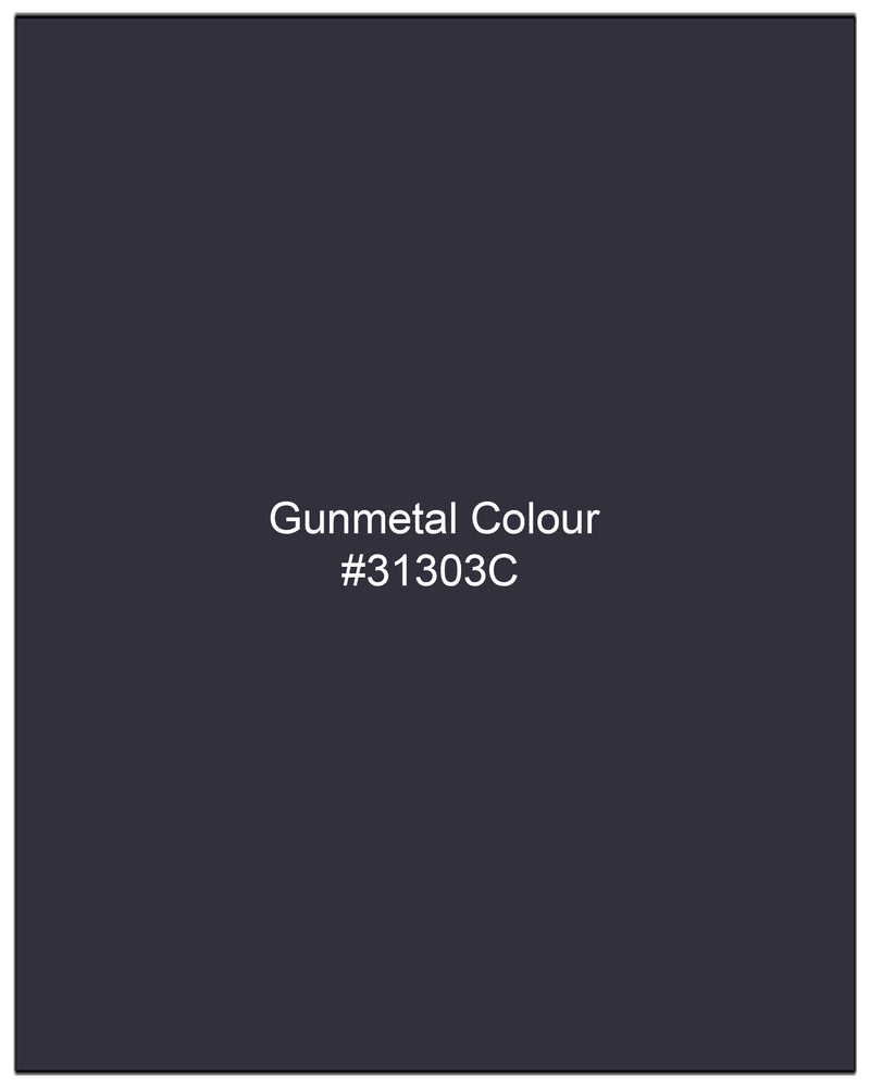 Gunmetal Blue Cross-Buttoned Bandhgala Blazer