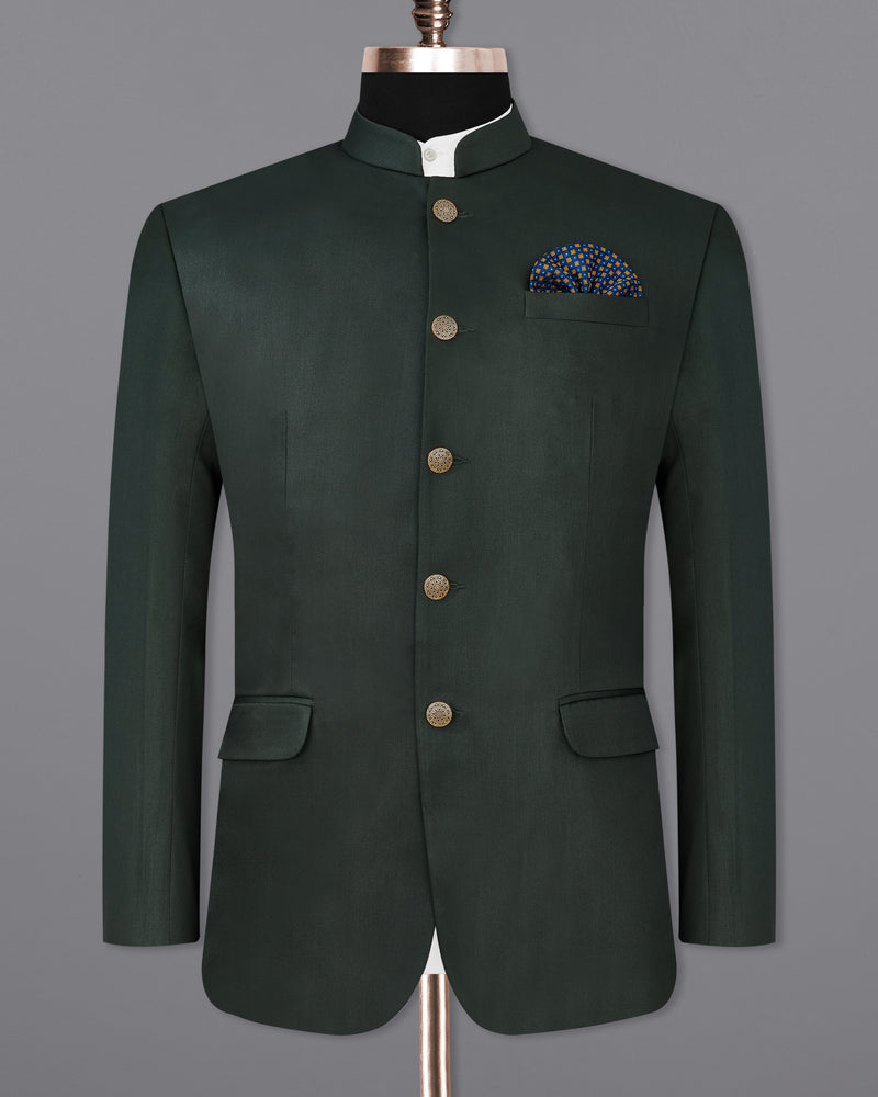 Juniper Green Bandhgala/Mandarin Blazer