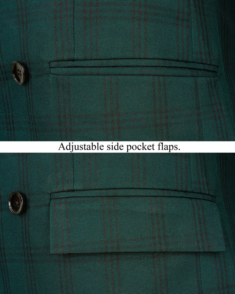 Timber Dark Green With Black Plaid Double Breasted Blazer BL1996-DB-36, BL1996-DB-38, BL1996-DB-40, BL1996-DB-42, BL1996-DB-44, BL1996-DB-46, BL1996-DB-48, BL1996-DB-50, BL1996-DB-52, BL1996-DB-54, BL1996-DB-56, BL1996-DB-58, BL1996-DB-60