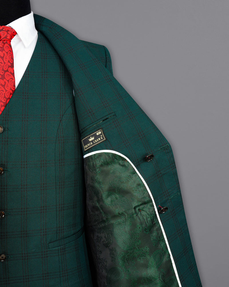 Timber Dark Green With Black Plaid Double Breasted Blazer BL1996-DB-36, BL1996-DB-38, BL1996-DB-40, BL1996-DB-42, BL1996-DB-44, BL1996-DB-46, BL1996-DB-48, BL1996-DB-50, BL1996-DB-52, BL1996-DB-54, BL1996-DB-56, BL1996-DB-58, BL1996-DB-60