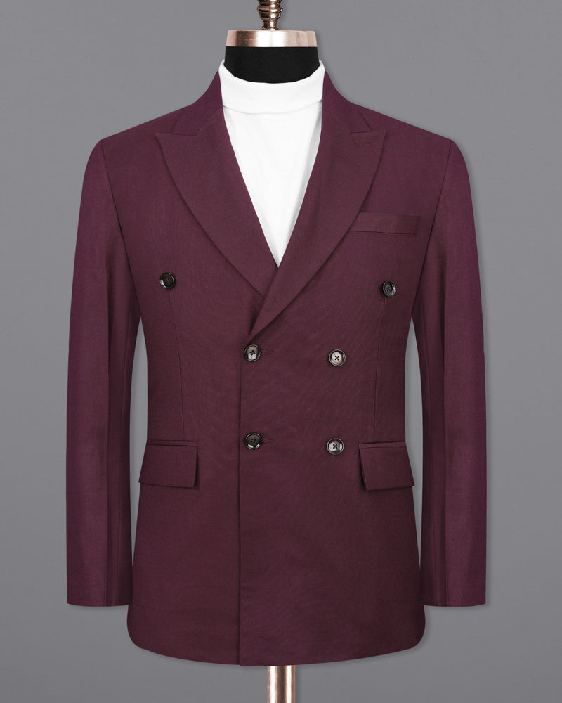 Cocoa Bean Maroon Double Breasted Blazer