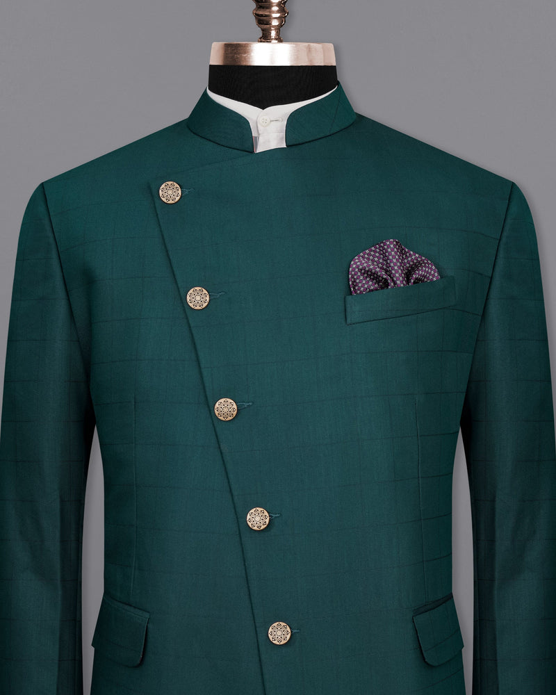 Dianne Green Subtle Windowpane Cross Buttoned Bandhgala Blazer BL2014-CBG-36, BL2014-CBG-38, BL2014-CBG-40, BL2014-CBG-42, BL2014-CBG-44, BL2014-CBG-46, BL2014-CBG-48, BL2014-CBG-50, BL2014-CBG-52, BL2014-CBG-54, BL2014-CBG-56, BL2014-CBG-58, BL2014-CBG-60