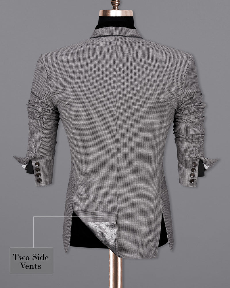 Pale Slate Gray and Black Premium Cotton Double Breasted Blazer BL2021-DB-36, BL2021-DB-38, BL2021-DB-40, BL2021-DB-42, BL2021-DB-44, BL2021-DB-46, BL2021-DB-48, BL2021-DB-50, BL2021-DB-52, BL2021-DB-54, BL2021-DB-56, BL2021-DB-58, BL2021-DB-60