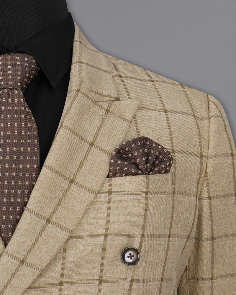 Rodeo Dust Brown Windowpane Double Breasted Blazer