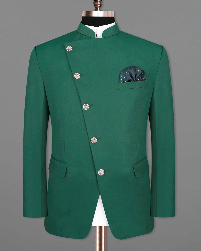 Stromboli Green Cross Buttoned Bandhgala Blazer BL2037-CBG-36, BL2037-CBG-38, BL2037-CBG-40, BL2037-CBG-42, BL2037-CBG-44, BL2037-CBG-46, BL2037-CBG-48, BL2037-CBG-50, BL2037-CBG-52, BL2037-CBG-54, BL2037-CBG-56, BL2037-CBG-58, BL2037-CBG-60