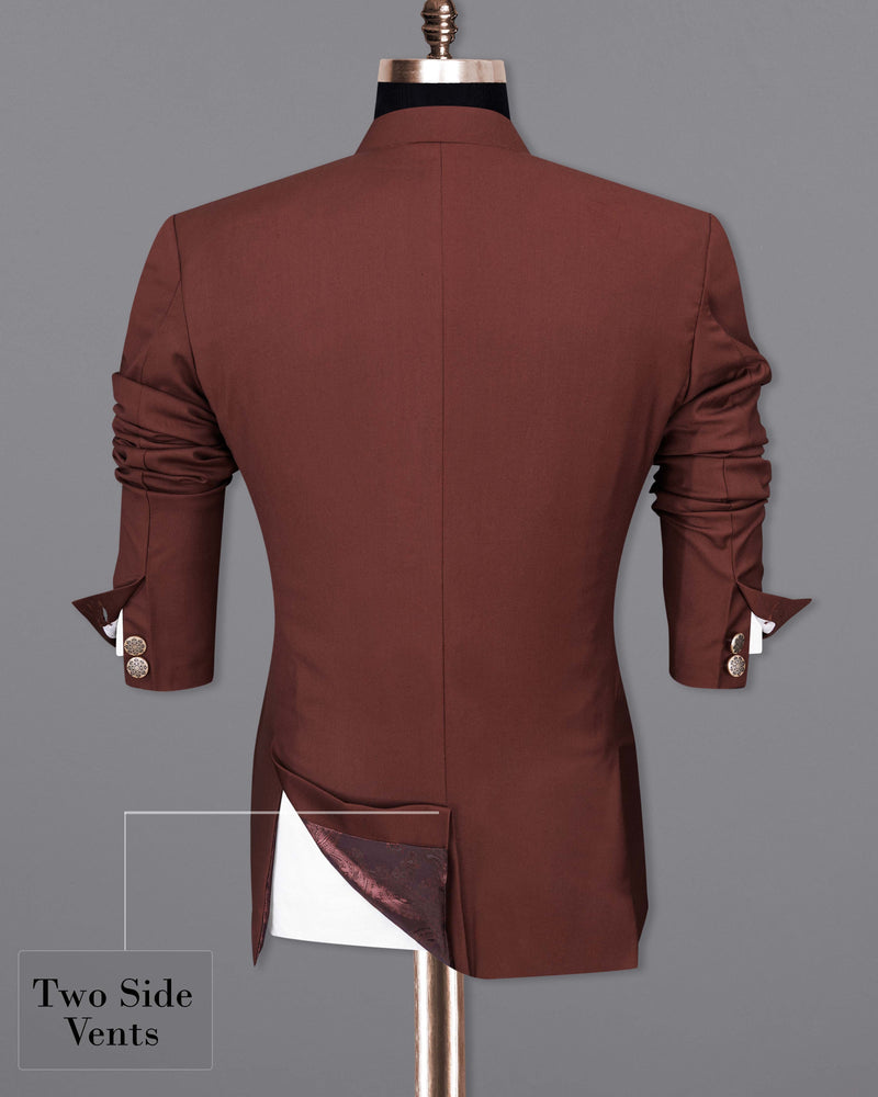 Lonestar Brown Cross Buttoned Bandhgala Blazer BL2038-CBG-36, BL2038-CBG-38, BL2038-CBG-40, BL2038-CBG-42, BL2038-CBG-44, BL2038-CBG-46, BL2038-CBG-48, BL2038-CBG-50, BL2038-CBG-52, BL2038-CBG-54, BL2038-CBG-56, BL2038-CBG-58, BL2038-CBG-60