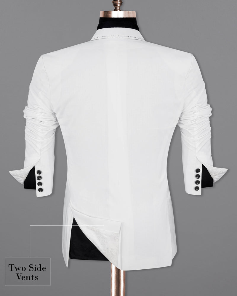 Bright White Single Breasted Premium Cotton Designer Blazer