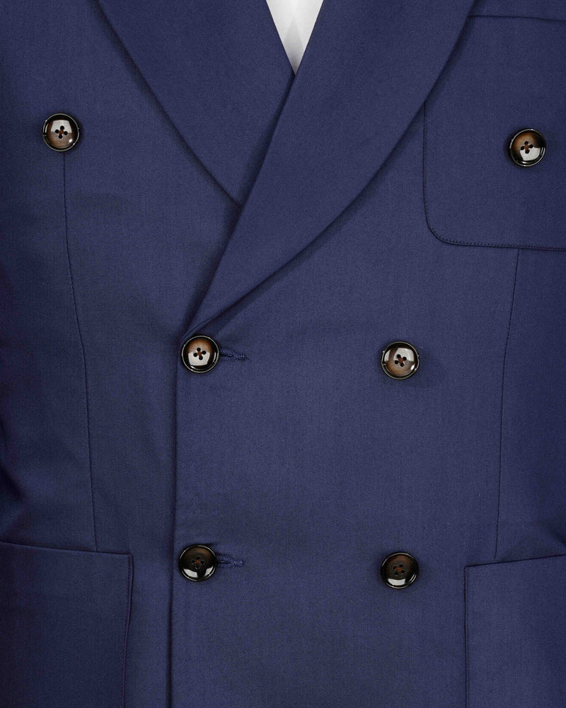 Ebony Clay Blue Double Breasted Sports Blazer