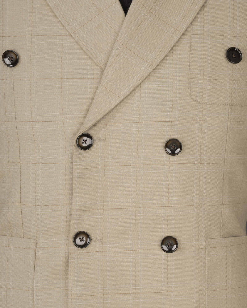 Bronco Cream Windowpane Double Breasted Sports Blazer BL2085-DB-PP-36, BL2085-DB-PP-38, BL2085-DB-PP-40, BL2085-DB-PP-42, BL2085-DB-PP-44, BL2085-DB-PP-46, BL2085-DB-PP-48, BL2085-DB-PP-50, BL2085-DB-PP-52, BL2085-DB-PP-54, BL2085-DB-PP-56, BL2085-DB-PP-58, BL2085-DB-PP-60