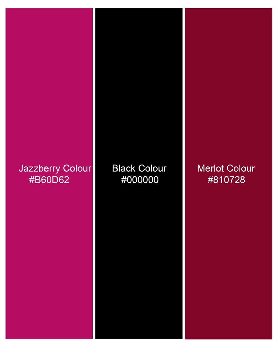 Half-Black and Half Jazzberry Pink Checkered Single-Breasted Premium Cotton Designer Blazer