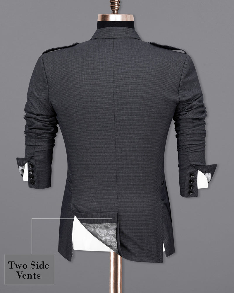 Bastille Dark Grey Double Breasted Designer Blazer with Belt Closure BL2116-DB-36, BL2116-DB-38, BL2116-DB-40, BL2116-DB-42, BL2116-DB-44, BL2116-DB-46, BL2116-DB-48, BL2116-DB-50, BL2116-DB-52, BL2116-DB-54, BL2116-DB-56, BL2116-DB-58, BL2116-DB-60