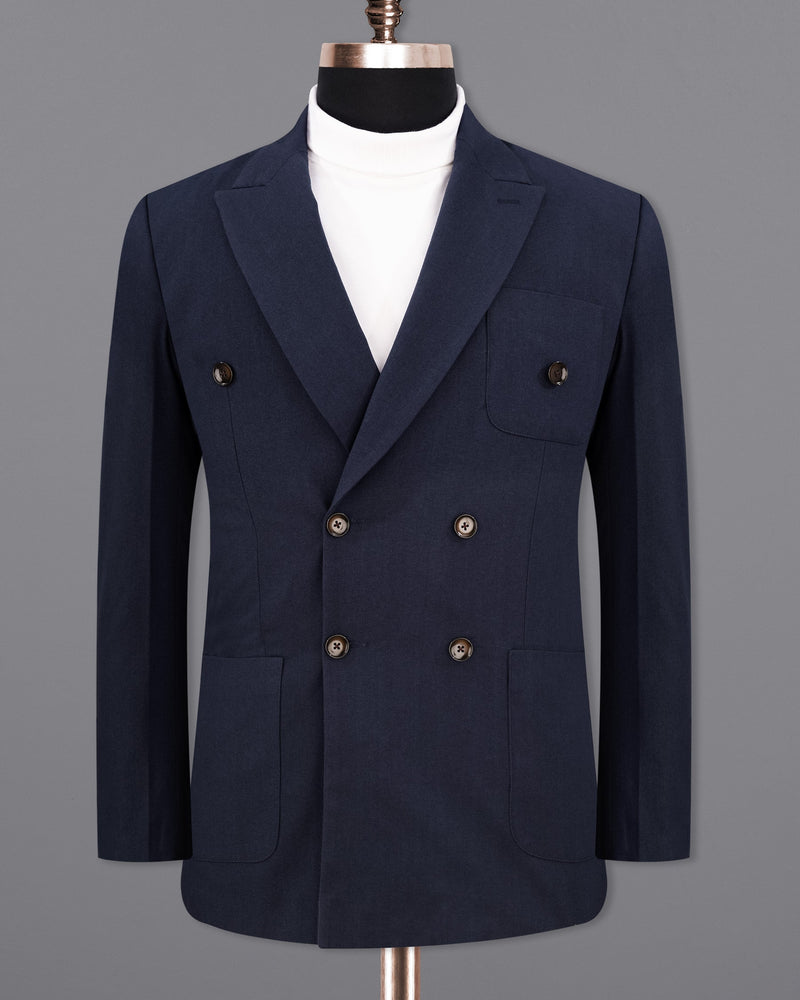 Baltic Navy Blue Wool Rich Double Breasted Sports Blazer