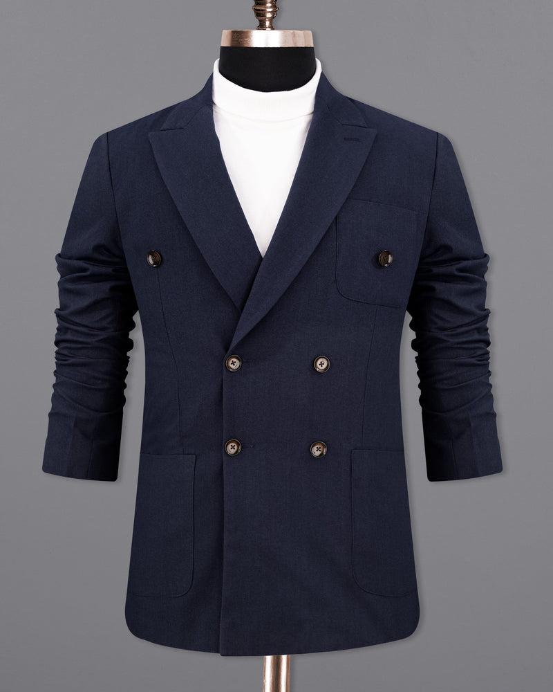 Baltic Navy Blue Wool Rich Double Breasted Sports Blazer