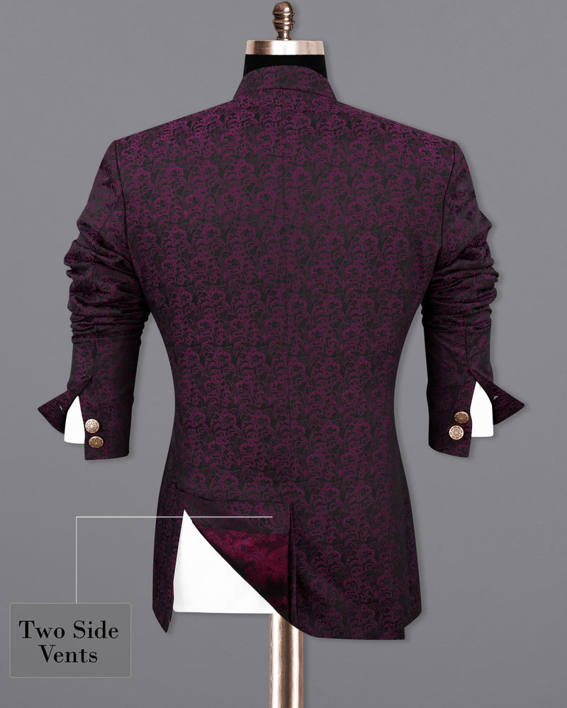 Thunder Dark Maroon with Byzantium Maroon Damask Textured Bandhgala Designer Blazer BL2159-BG-36, BL2159-BG-38, BL2159-BG-40, BL2159-BG-42, BL2159-BG-44, BL2159-BG-46, BL2159-BG-48, BL2159-BG-50, BL2159-BG-52, BL2159-BG-54, BL2159-BG-56, BL2159-BG-58, BL2159-BG-60