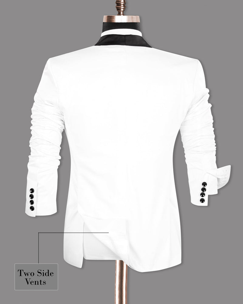 White Cotton Tuxedo Blazer