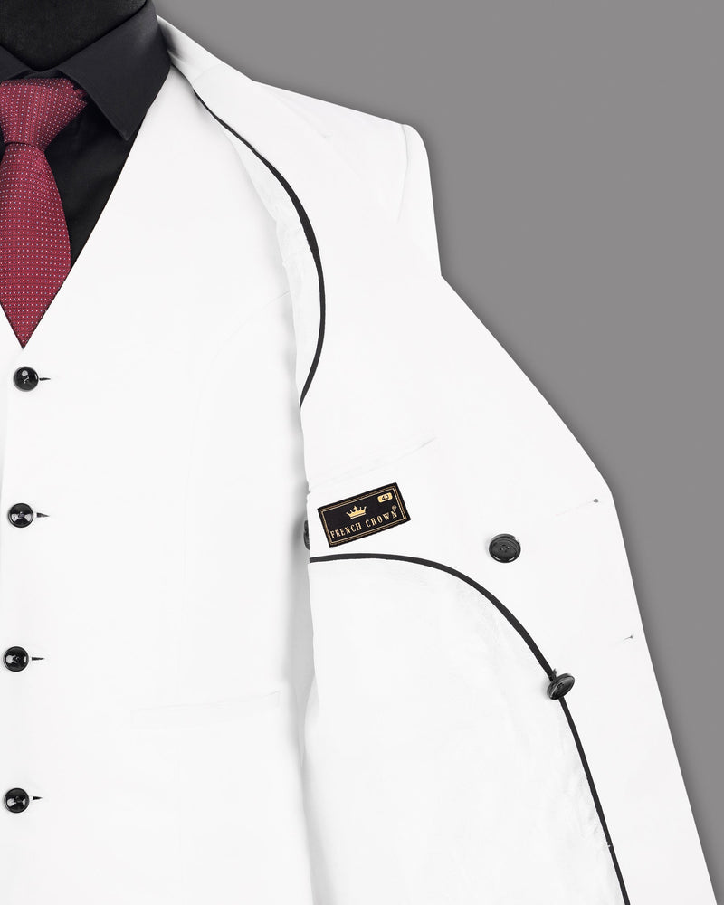 White Cotton Double-Breasted Blazer