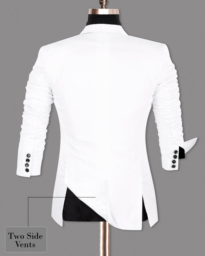 White Cotton Double-Breasted Blazer