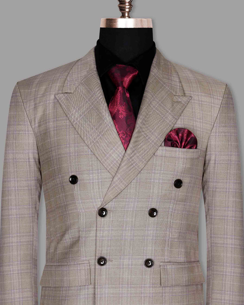 Cloudy Cream Windowpane Double Breasted Blazer BL986-DB-36, BL986-DB-38, BL986-DB-44, BL986-DB-46, BL986-DB-56, BL986-DB-42, BL986-DB-50, BL986-DB-52, BL986-DB-54, BL986-DB-58, BL986-DB-60, BL986-DB-48, BL986-DB-40