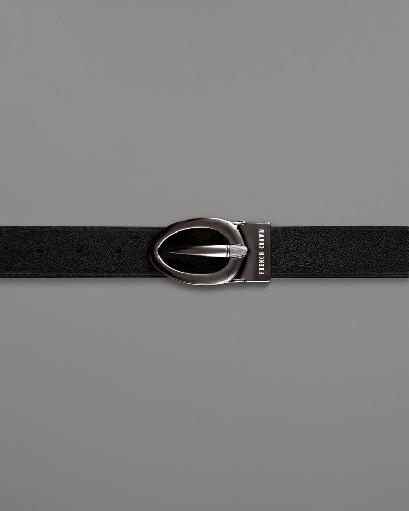 Matt Grey Oval  buckled Reversible jade Black and Brown Slight Textured Vegan Leather Handcrafted Belt BT025-28, BT025-30, BT025-32, BT025-34, BT025-36, BT025-38