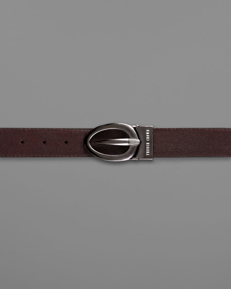 Matt Grey Oval  buckled Reversible jade Black and Brown Slight Textured Vegan Leather Handcrafted Belt BT025-28, BT025-30, BT025-32, BT025-34, BT025-36, BT025-38