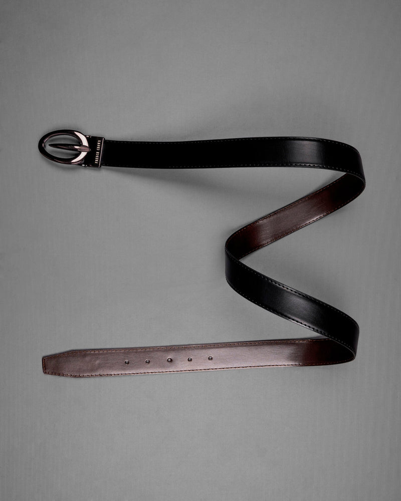 Rose Gold Grey Oval  buckled Reversible jade Black and Brown Vegan Leather Handcrafted Belt BT028-28, BT028-30, BT028-32, BT028-34, BT028-36, BT028-38