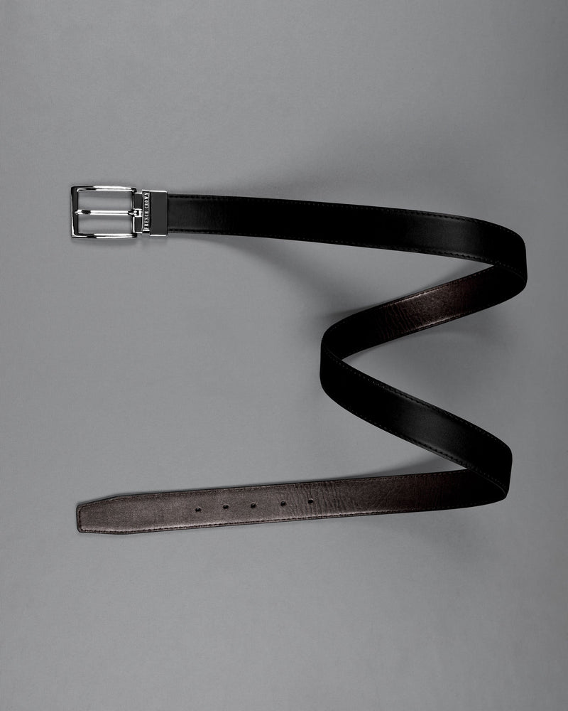 Silver  buckled Reversible jade Black and Brown Vegan Leather Handcrafted Belt BT031-28, BT031-30, BT031-32, BT031-34, BT031-36, BT031-38