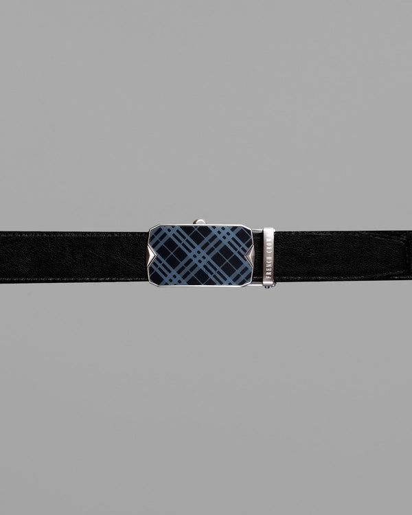 Matt Grey Checkered buckle No hole Reversible jade Black and Brown Vegan Leather Handcrafted Belt BT033-28, BT033-30, BT033-32, BT033-34, BT033-36, BT033-38