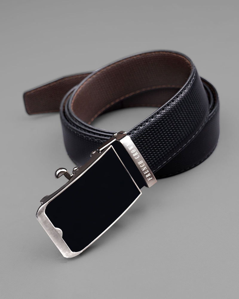 Matt Grey with jade black buckled No hole Reversible jade Black and Brown Vegan Leather Handcrafted Belt BT036-28, BT036-30, BT036-32, BT036-34, BT036-36, BT036-38