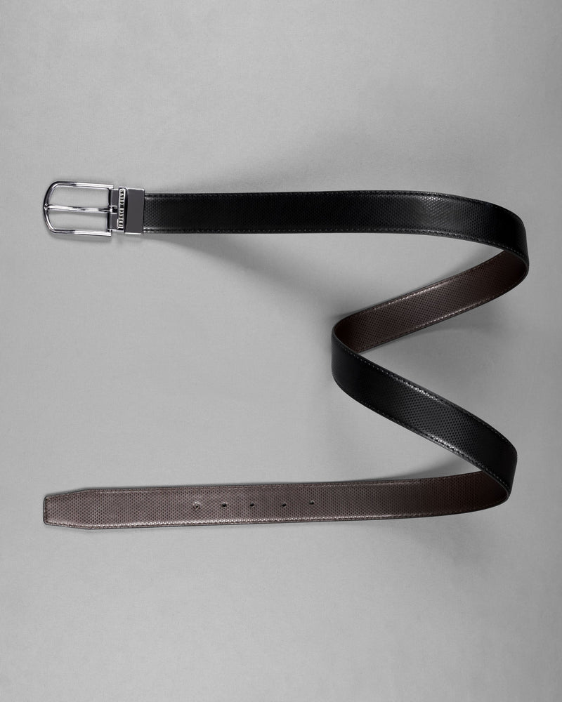 Silver buckled Reversible jade Black and Brown Vegan Leather Handcrafted Belt BT037-28, BT037-30, BT037-32, BT037-34, BT037-36, BT037-38