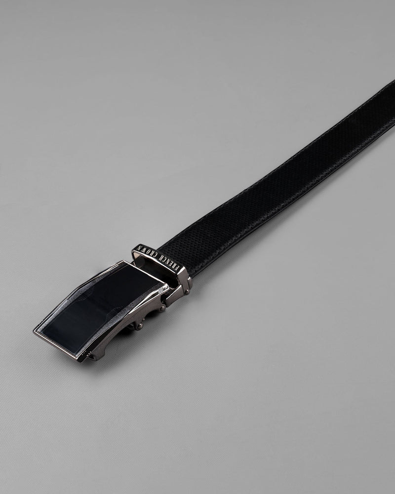 Matt Grey with Jade black Patterned No hole buckle Reversible Black and Brown Vegan Leather Handcrafted Belt