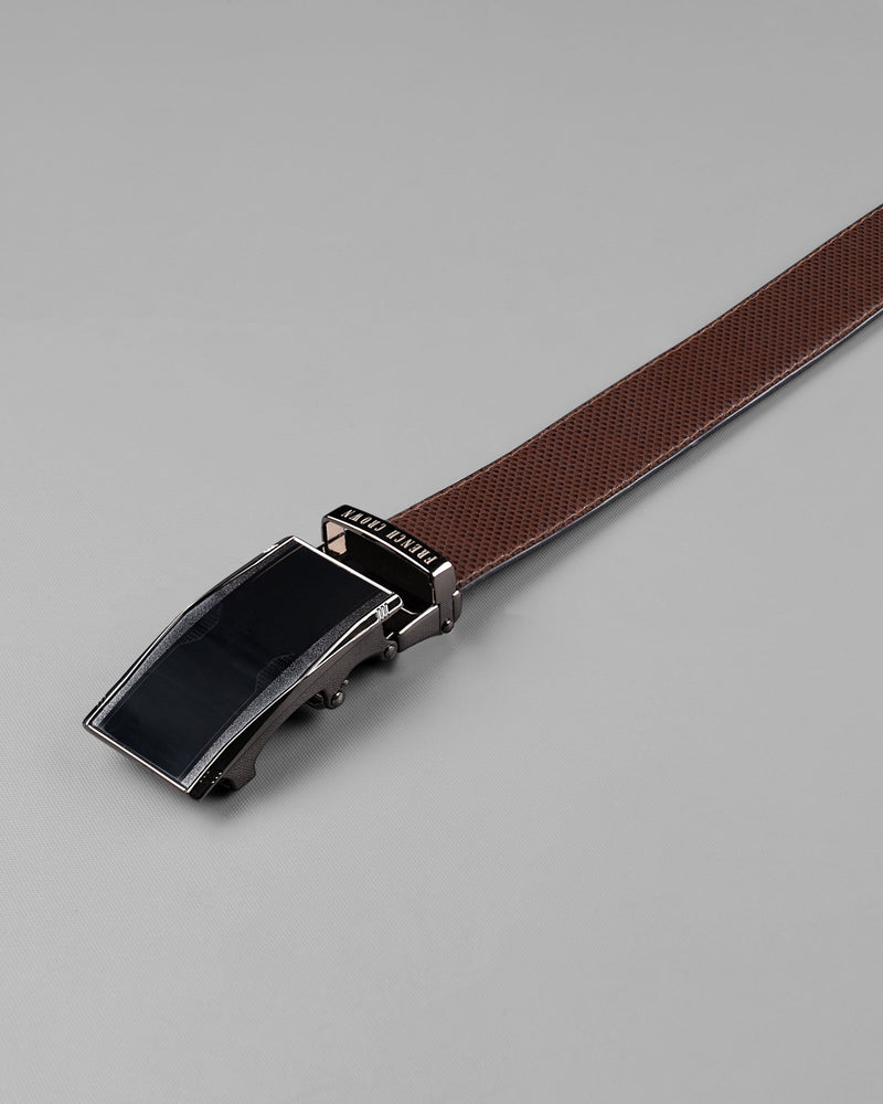 Matt Grey with Jade black Patterned No hole buckle Reversible Black and Brown Vegan Leather Handcrafted Belt BT038-28, BT038-30, BT038-32, BT038-34, BT038-36, BT038-38