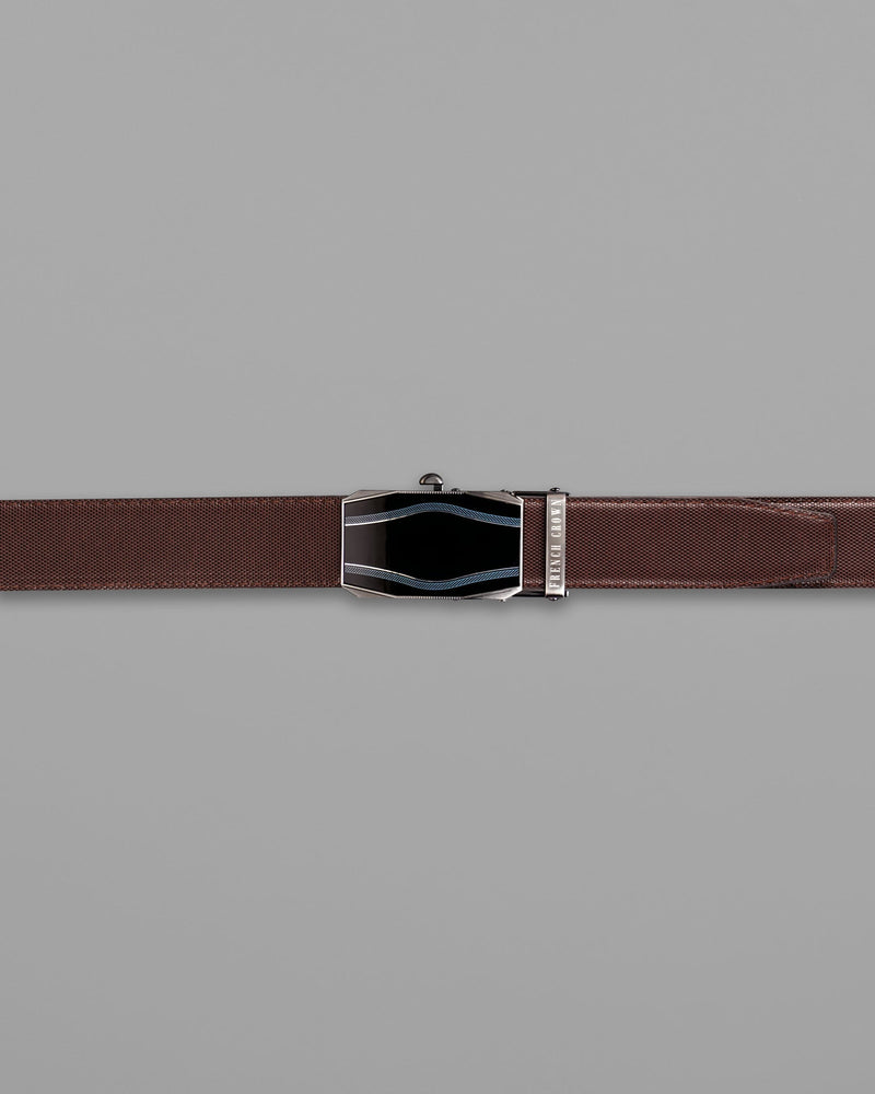 Matt Grey with Jade black wave Patterned buckle Reversible Black and Brown Vegan Leather Handcrafted Belt BT039-28, BT039-30, BT039-32, BT039-34, BT039-36, BT039-38