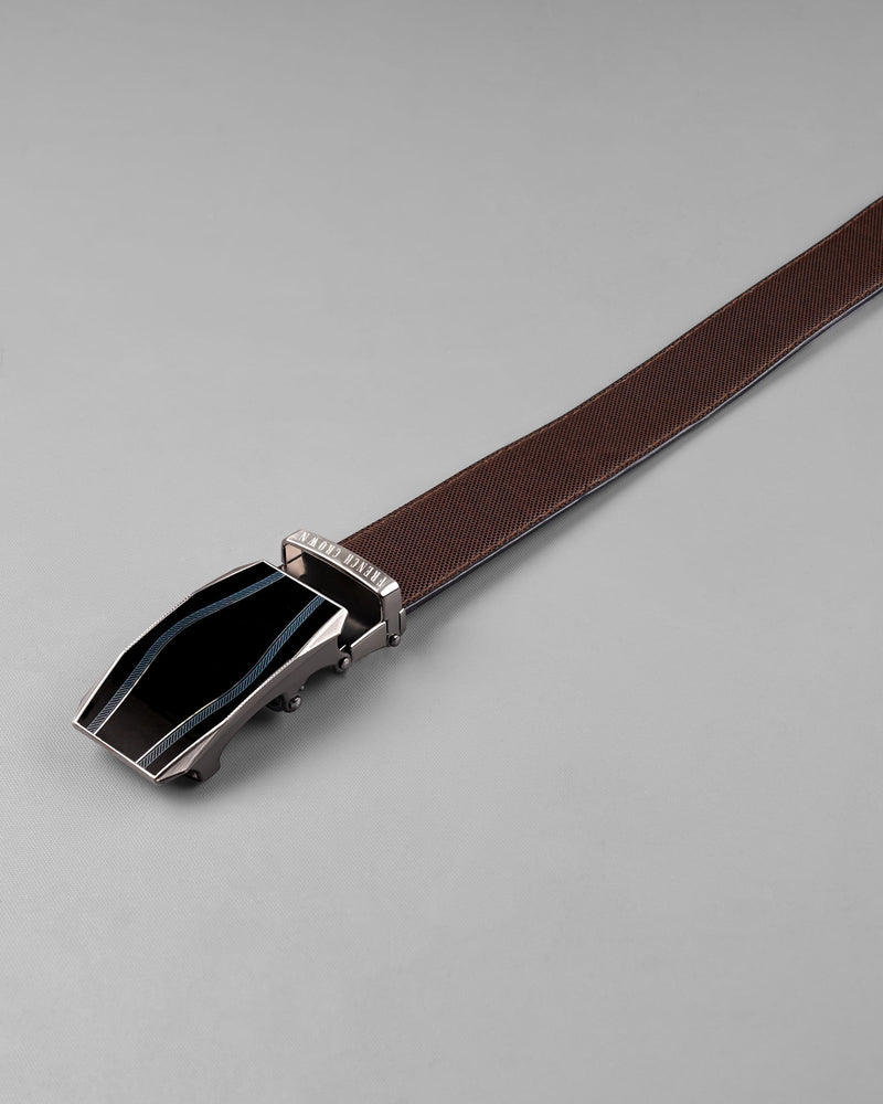 Matt Grey with Jade black wave Patterned buckle Reversible Black and Brown Vegan Leather Handcrafted Belt BT039-28, BT039-30, BT039-32, BT039-34, BT039-36, BT039-38